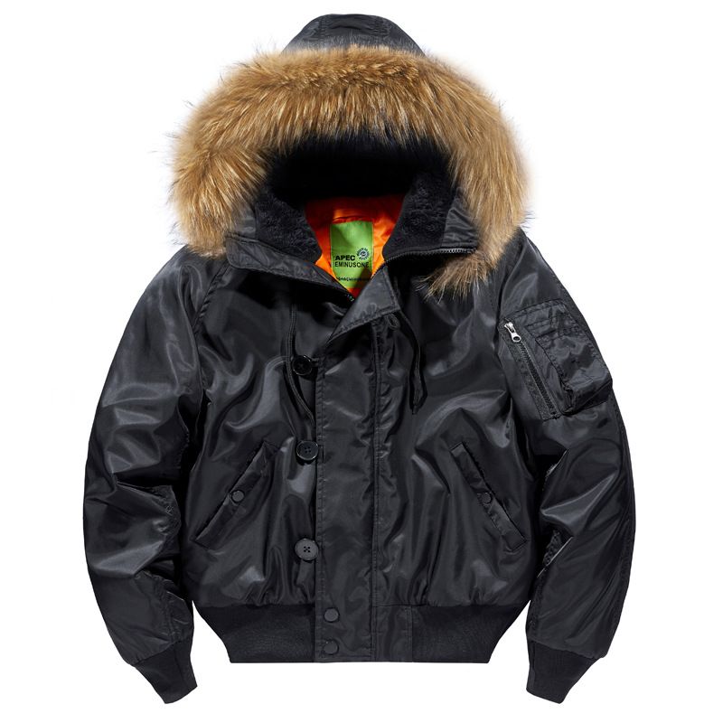 Men's Detachable Wool-collar Padded Loose Jacket Jacket_voghion.com