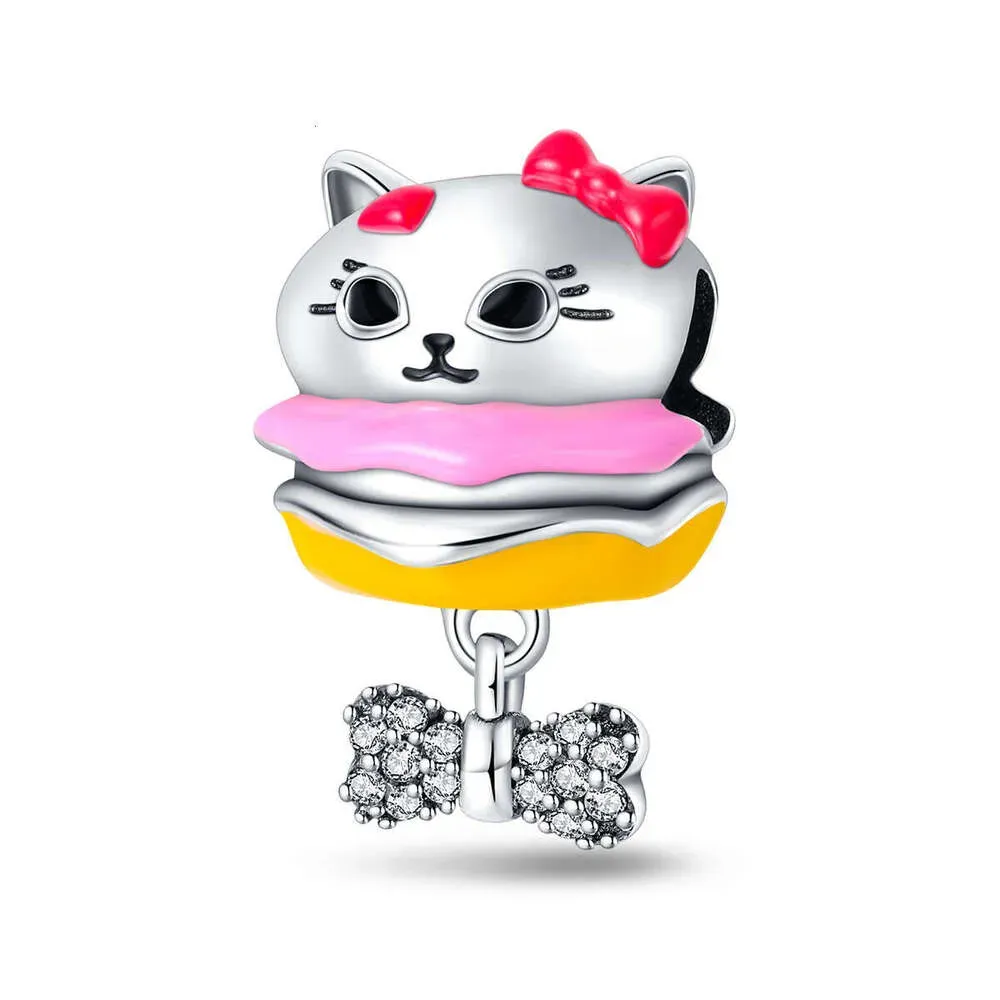 925 Sterling Silver Pet Life Series Charms Cat Burger Family Beads Fit Bracelet Necklace DIY For Women Fashion Jewelry_voghion.com