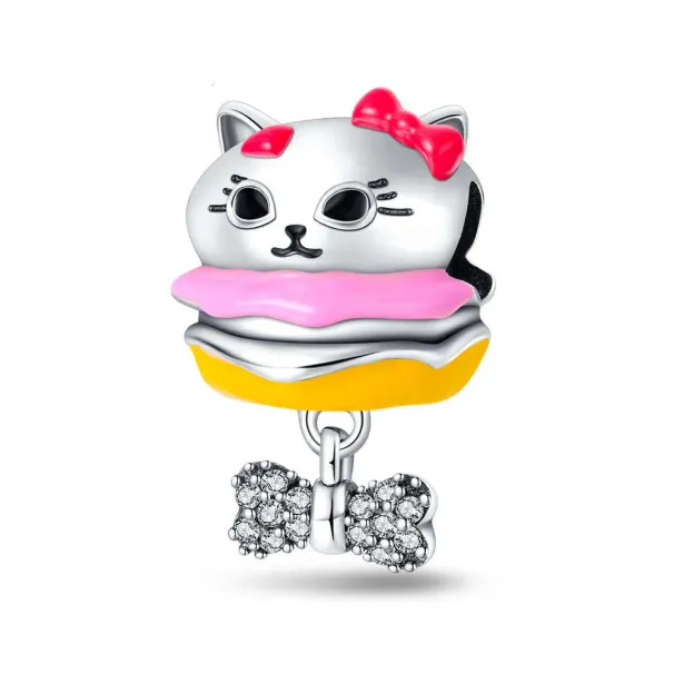 925 Sterling Silver Pet Life Series Charms Cat Burger Family Beads Fit Bracelet Necklace DIY For Women Fashion Jewelry_voghion.com
