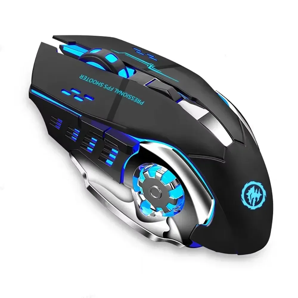 Mouse wireless ricaricabile con USB a 2,4 GHz e Bluetooth, retroilluminazione RGB, mouse ottico ergonomico e silenzioso per laptop, PC, MacBook, tablet_voghion.com