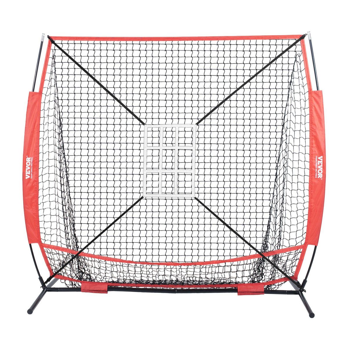 VEVOR 5x5 Ft Baseball Softball Practice Net, Portable Baseball Training Net For Hitting Batting Catching Pitching, Backstop Baseball Equipment With Bow Frame, Carry Bag, Strike Zone, Ball, Batting Tee_voghion.com