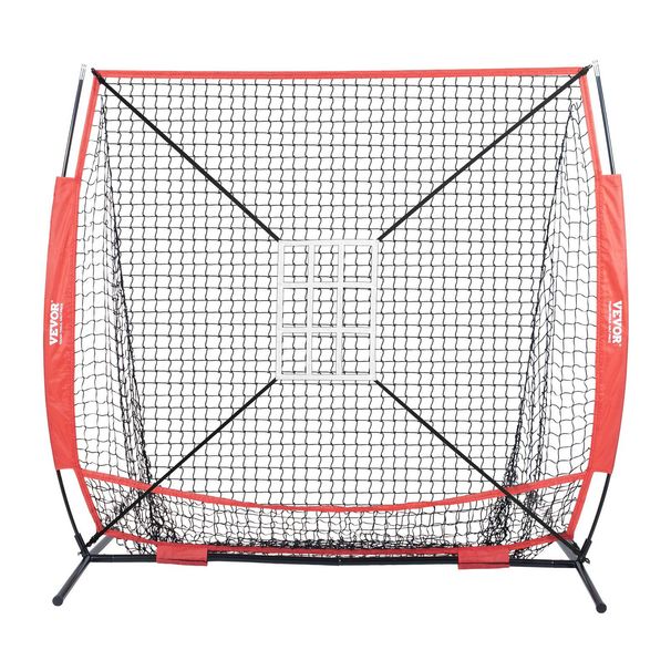 VEVOR 5x5 Ft Baseball Softball Practice Net, Portable Baseball Training Net For Hitting Batting Catching Pitching, Backstop Baseball Equipment With Bow Frame, Carry Bag, Strike Zone, Ball, Batting Tee_voghion.com