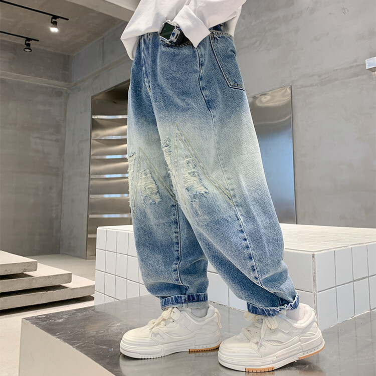 Höst Stora Pojkar Jeansbyxor Pojkar Barn Baggy Jeans Barn Byxor Ripped_voghion.com