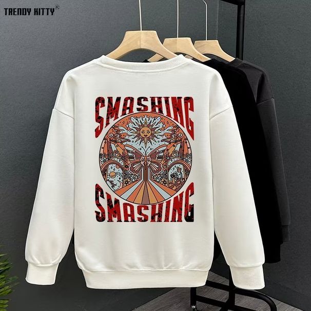 Herrenbekleidung Rundhals-Sweatshirt für Herren, lockeres Design, Smiley-Print, amerikanischer Stil, Retro-Instagram-Stil, modisches Marken-Oberteil für Frühling und Herbst_voghion.com