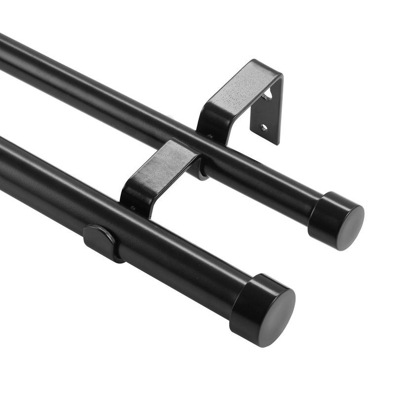 VEVOR 1 Inch Double Curtain Rods 36 To 72 Inches(3-6ft), Drapery Rods For Windows 24 To 68 Inches, Telescoping Dual Curtain Rod With Round Finials, Black_voghion.com