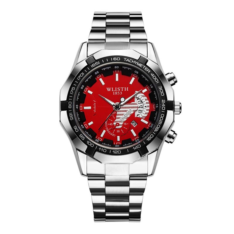 Uhr Großes Zifferblatt Quarzuhr Kalender Stahlband Herrenuhr Mode Casual Herrenuhr_voghion.com