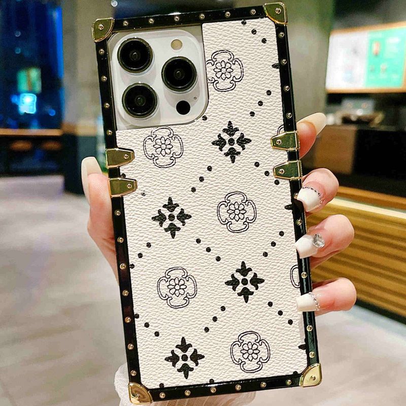 Luxury Flower Pattern Square Leather Cover For Samsung Galaxy S22 S23 Ultra S20FE S21 A52S A53 A54 A12 A13 A51 Soft Cover Fundas_voghion.com