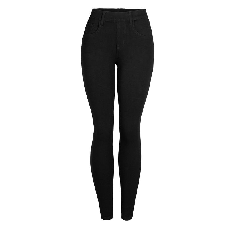 Women's casual solid color high elastic thick pencil pants elastic waist slimming jeans_voghion.com