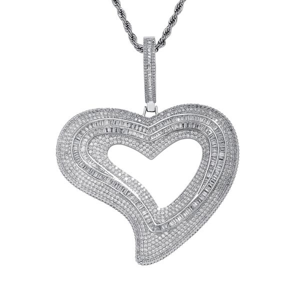 Women's Jewelry Elegant Hollow Heart Zircon Necklace With Twist Chain, Unique Asymmetrical Design, Fashionable Statement Piece For Everyday Wear_voghion.com