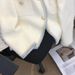 Women's Clothing Autumn and winter new French style mink fleece long sleeved sweater knitted cardigan women's high end chic loose top_voghion.com