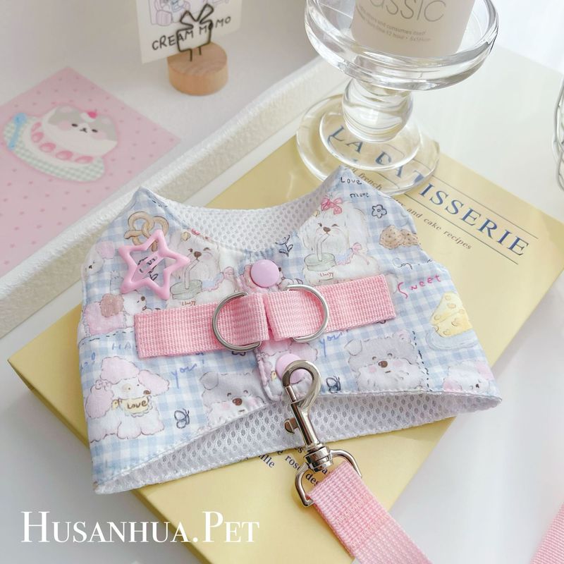 Haustierkleidung für Hunde und Katzen, kurzer Stil, japanische koreanische Illustration, Frühling und Sommer, leinenkompatibel, Brust_voghion.com