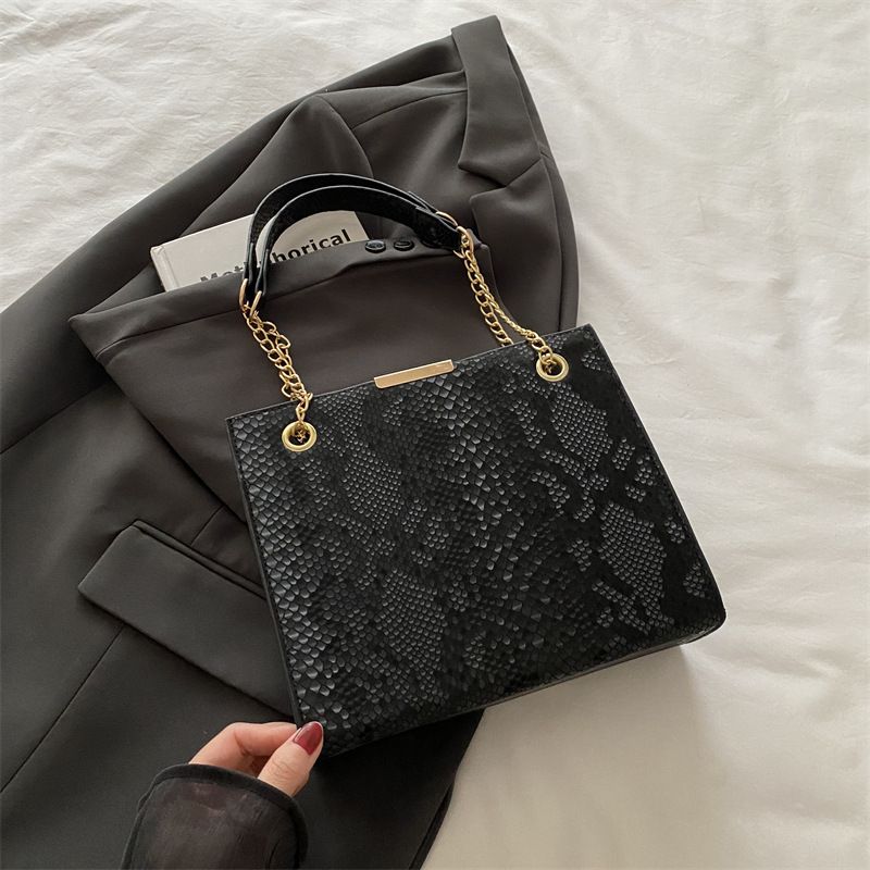 Borsa a tracolla minimalista da donna - Borsa a tracolla con tracolla a catena (tinta unita, casual, elegante, grande capacità)_voghion.com