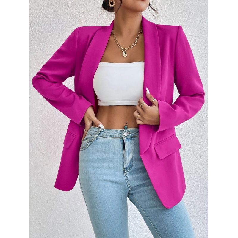Abbigliamento donna autunno e inverno tinta unita risvolto piccolo abito temperamento giacca pendolare_voghion.com