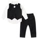 Mother & Kids Cross-border children's clothing children's vest bow tie long-sleeved shirt suspenders trousers three-piece suit boy's evening dress_voghion.com