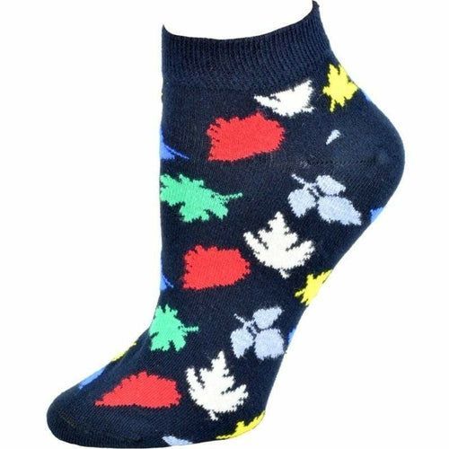 Women's Leaf Pattern Ankle Combed Cotton Socks_voghion.com