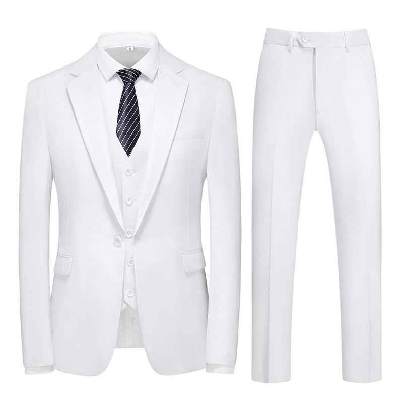 3pcs Men's clothing suit three-piece suit with one button and double slits elastic waist long-term production factory spot blazers_voghion.com