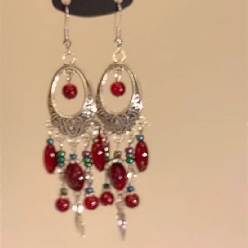 Long Bohemian Ethnic Style New Slimming Feminine Tassel Drop Earrings_voghion.com