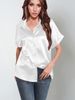 Verve 2025 Satin Kurzarm Button-Down-Hemd Lässiges lockeres Oberteil für Damen_voghion.com