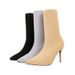608-5 High Thin Heel Pointed Naked Solid Color Slim Fit Skinny Knitted Short Elastic Socks Boots_voghion.com