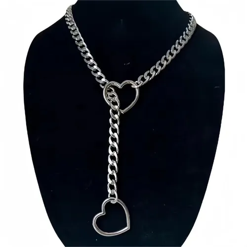 Hot-Selling 2024 New Heart Geometric Titanium Steel Simple Versatile Street Style Unisex Necklace_voghion.com