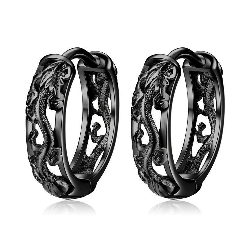Zilveren Draak Enkele Etnische Oorbellen Nieuwe Trendy Decoratie Eenvoudige en Veelzijdige Heren Stijl_voghion.com