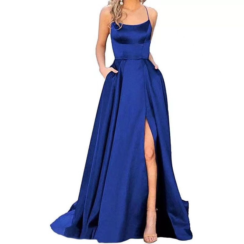 2025 Europäisches und amerikanisches grenzüberschreitendes neues Brautjungfernkleid, langes Kleid, kleine Schlinge, einfarbiges Bankett-Abendkleid_voghion.com