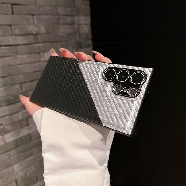 Lente in metallo in fibra di carbonio per S24Ultra Color Matching S23Ultra Custodia per cellulare alla moda di lusso S22Ultra Custodia protettiva anticaduta all-inclusive_voghion.com