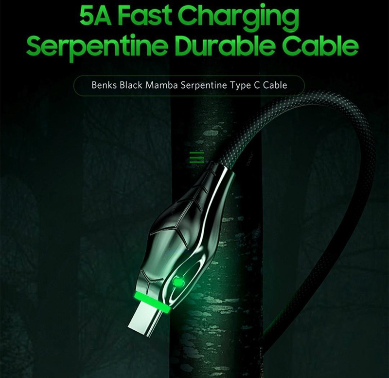 Black Mamba 1M/2M/3M USB Android Type-c iPhone Cable,5A Fast Charging Cables Charger Adapter For iPhone iPad Samsung Huawei Xiaomi Smart Phone_voghion.com