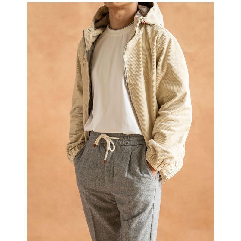 Suitable For All Seasons René De Lefebvre BC Same Version Men's Casual Hooded Corduroy Jacket Versatile Wide_voghion.com