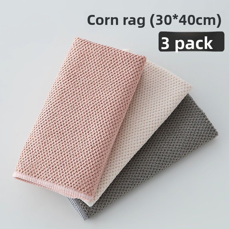 Corn Kernel Stain Removal Strong Absorbent Cleaning Household Kitchen Dishwashing Cloth Non-Shedding Scouring Pad_voghion.com