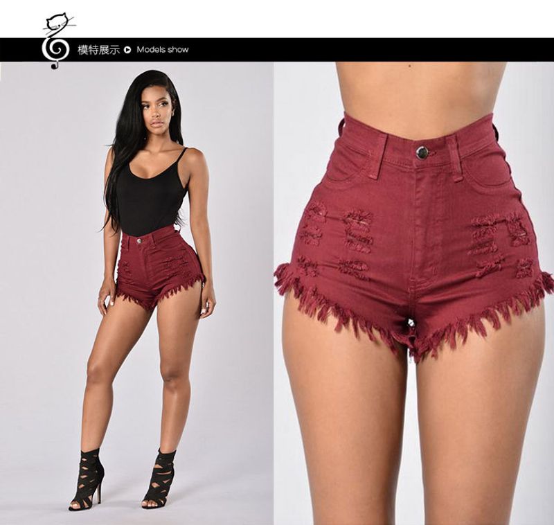 Sorti après le Nouvel An, nouveau short en jean taille haute extensible à franges européen et américain pour femmes, Jean_voghion.com