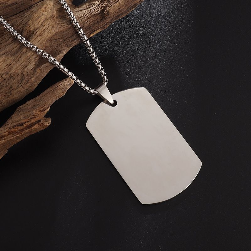 collana con targhetta per cani lucidata a caldo, ciondolo in acciaio inossidabile da uomo, semplice gioiello casual_voghion.com