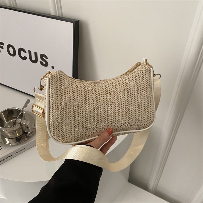 Geantă mică țesută de vară pentru femei, nouă la modă și la modă, cu iarbă țesută la subraț, geantă crossbody cu textură unică, geantă de umăr unic_voghion.com