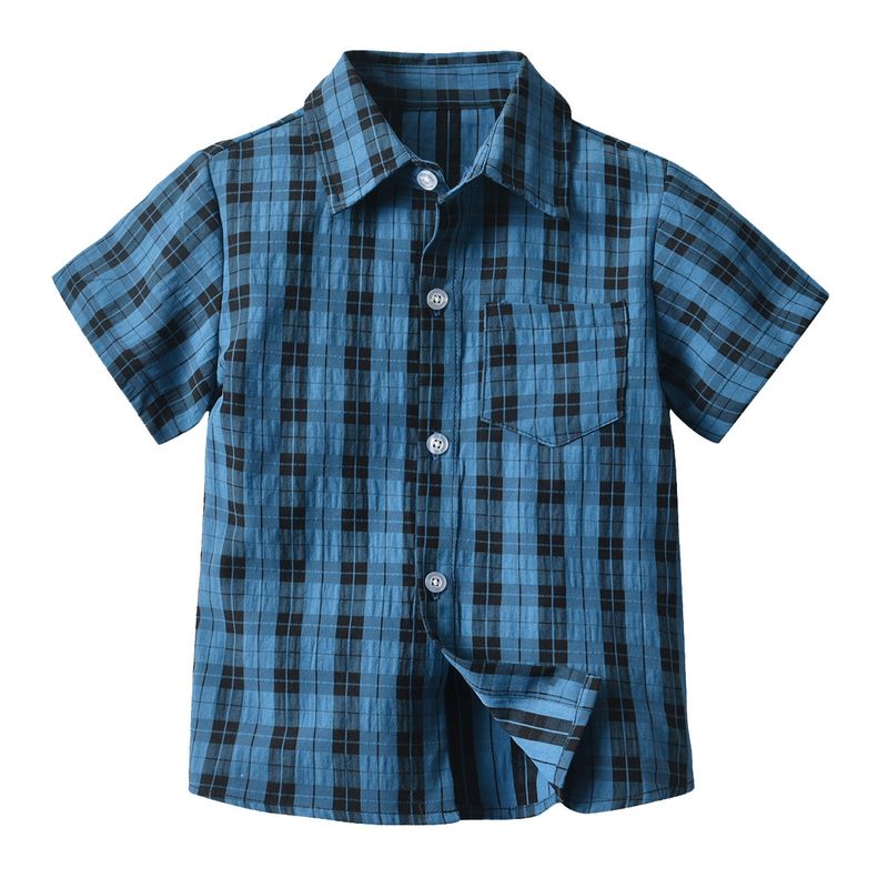2024 Jungen Sommer Kurzarm mit Mesh Flip Kragen Knopf Formelle Kleidung Kinderhemd_voghion.com