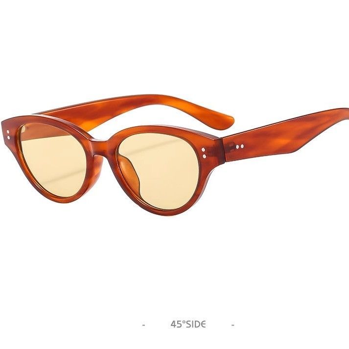 Retro Schwarze Cat Eye Sonnenbrille Quadratische Sonnenbrille mit rundem Gesicht Polarisierter Sonnenschutz_voghion.com