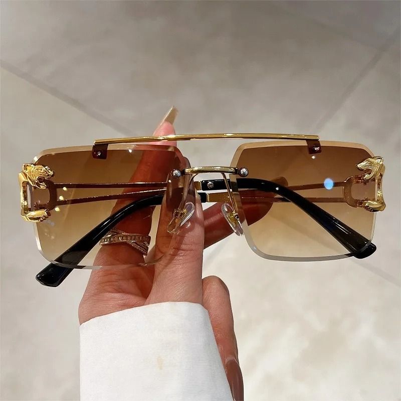 Fashion Square Sunglasses Man Woman Brand Designer Vintage Rimless Sun Glasses Male Female Fashion Retro Mirror Oculos De Sol_voghion.com