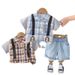 Babybarn 2024 nytt lapptäcke rutig kostymskjorta kortärmad shorts tvådelat set för pojkar sommarkläder_voghion.com