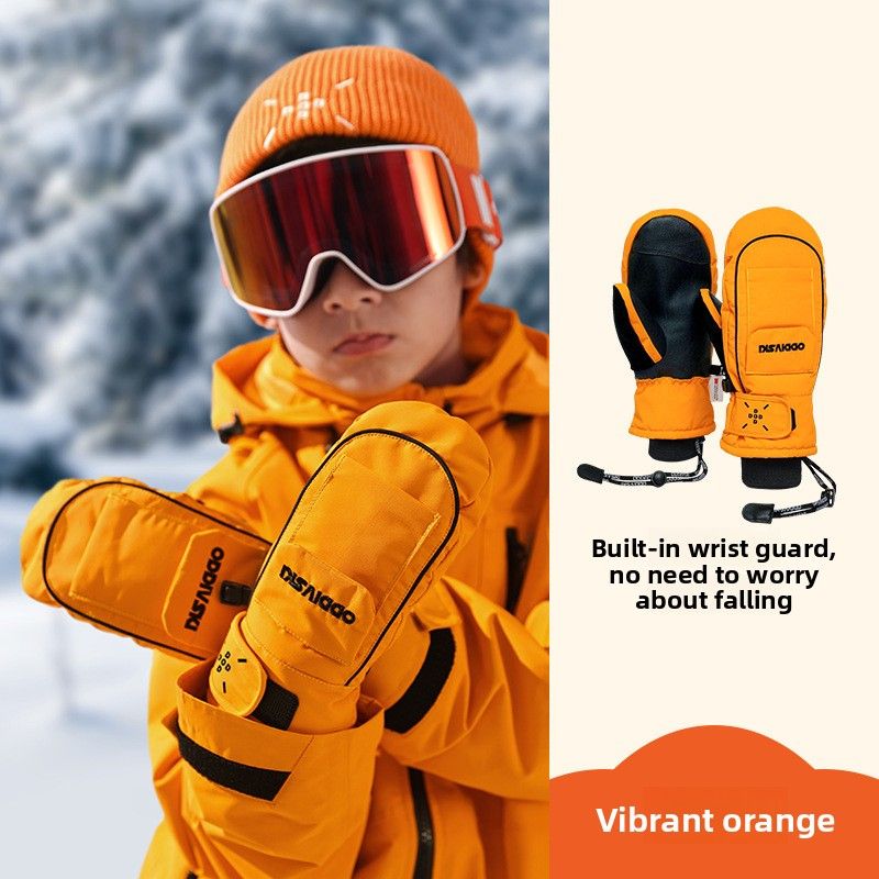 oddivski Children's Ski Gloves With Built-in Wrist Guards, Touchscreen Compatible, Snowboard 3L Waterproof,_voghion.com