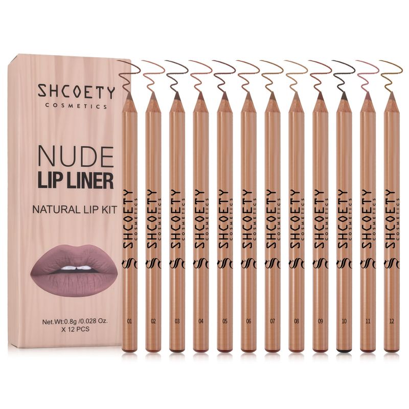 SHCOETY 12-Farben-Holzset, matter Lippenstift und Lipliner – Nude, langanhaltend, wasserfest, europäisch-amerikanisches Make-up_voghion.com