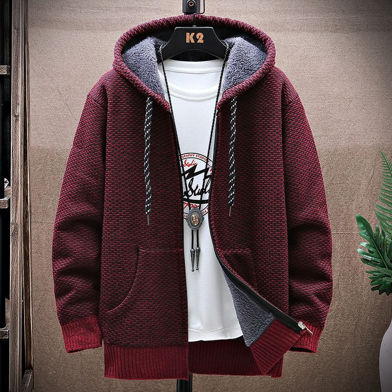  Cardigan camisola masculina 2023 outono e inverno casaco nova marca na moda casual mais camisola de lã com capuz para homem_voghion.com