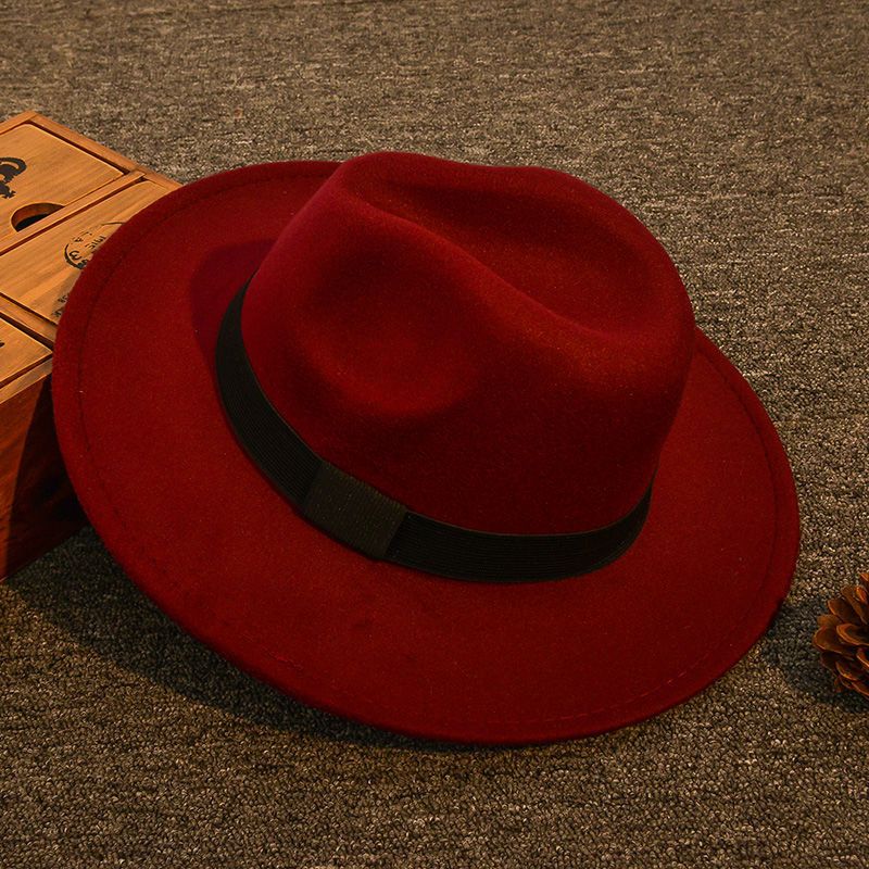 Großer Krempenhut für Herbst und Winter aus Wolle, britischer warmer Jazzhut für Damen mit großem Hals, Cowboyhut für den tibetischen Tanz_voghion.com