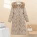 Langer, wattierter Damenmantel mit Kunstpelzkapuze, übergroße Winterjacke, warme Oberbekleidung in Übergröße, modischer Stil, Reißverschluss, mehrere Taschen_voghion.com