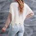 Oversized V-Neck Off-Shoulder Sweater – Long Sleeve Knit Top For Women (S-XL, White & Color-Block)_voghion.com