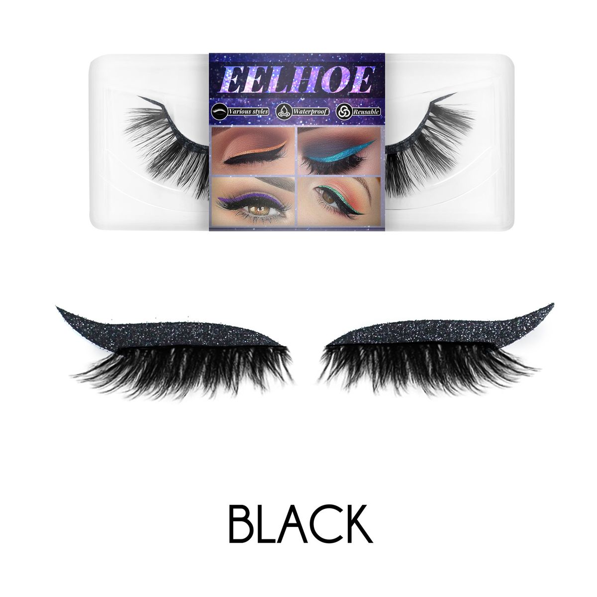 EELHOE Kleberfreie Nerzhaar-selbstklebende falsche 3D-Wimpern, Lidschatten-Eyeliner-Aufkleber_voghion.com