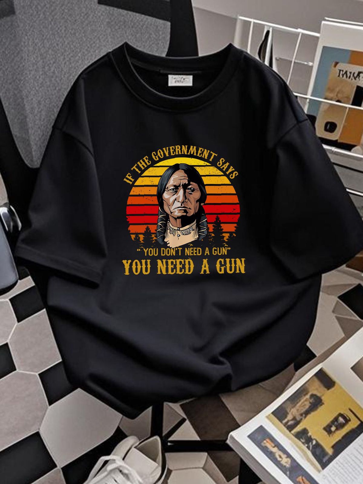 Maglietta "You Need A Gun Sitting Bull" a favore del secondo emendamento, calda!! S-5XL, versatile, leggermente grafica, abbigliamento estivo firmato, moda e traspirante._voghion.com