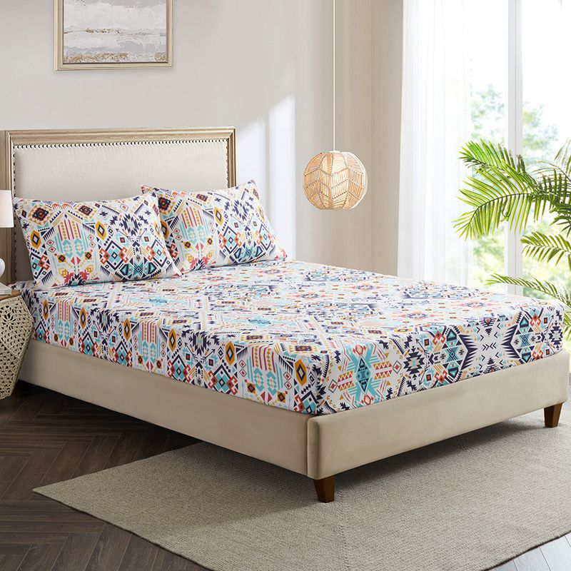 Cache-sommier motif floral mandala – Housse de lit en polyester imprimé 3D de style bohème_voghion.com