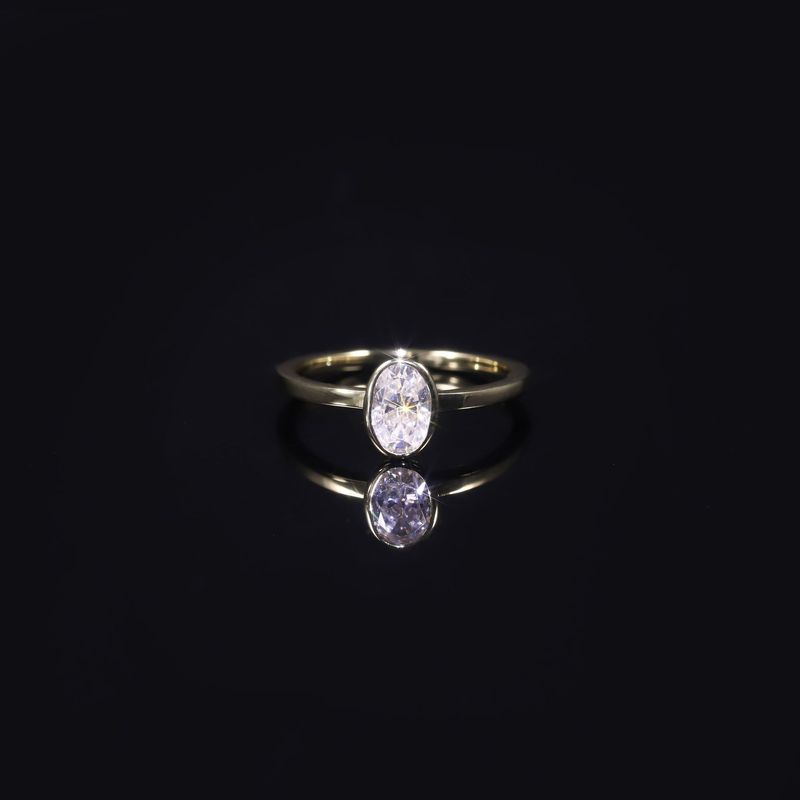 Simple Gold Cultured Diamond Ring With 0.8 Carat Egg Shaped 9/10/14k Gold Real Diamond Platinum Setting_voghion.com