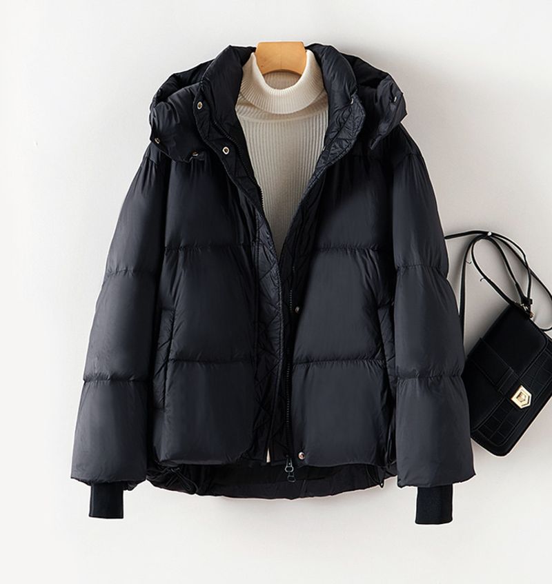 Nueva chaqueta de plumón corta y gruesa con capucha para otoño e invierno para mujer_voghion.com