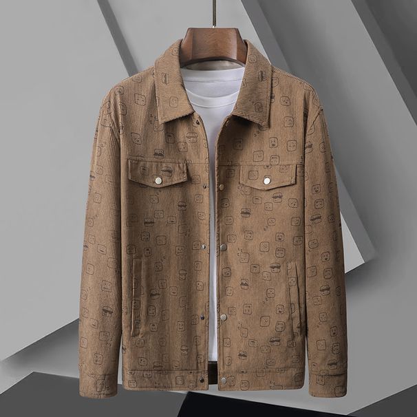 Giacca in velluto a coste da uomo – Cappotto con collo alto dalla vestibilità comoda (M-6XL, nero/caffè/beige)_voghion.com