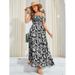 Nova spomladanska in poletna dolga obleka z naramnicami s cvetličnim vzorcem 2024_voghion.com